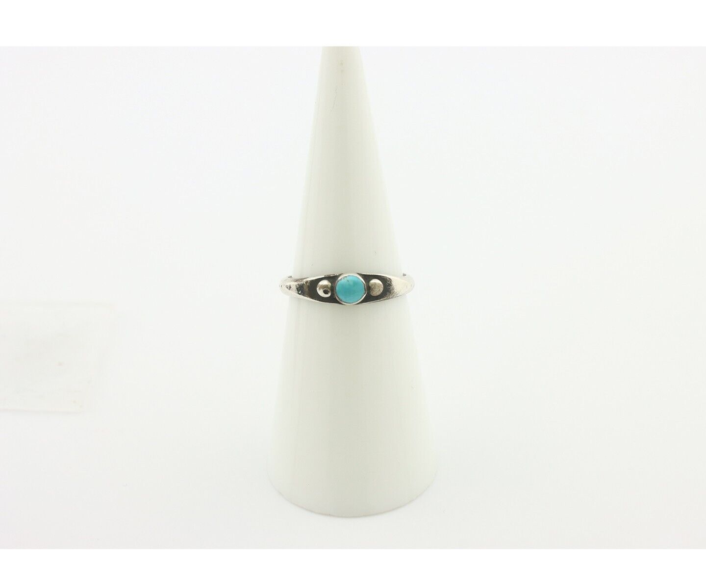 Navajo Ring .925 Silver Sleeping Beauty Turquoise Native American Artist C.80's
