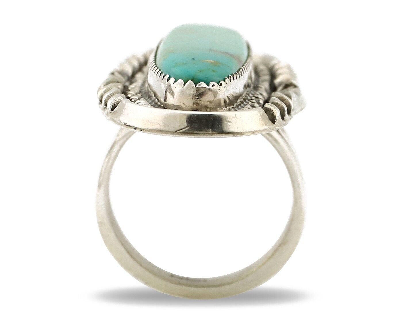 Navajo Ring 925 Silver Natural Mined Turquoise Artist Signed Mike Begay C.80's