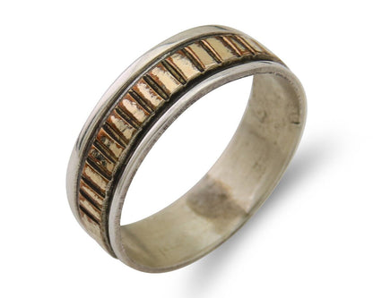 Navajo Handmade Ring 925 Silver & Gold Artist Signed E C.80's