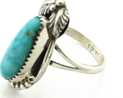 Navajo Ring .925 Silver Natural Mined Neveda Turquoise Artist Signed SN C.80's
