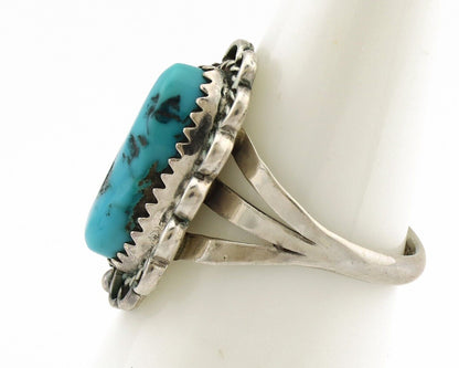 Navajo Ring .925 Silver Sleeping Beauty Turquoise Native American Artist C.80's