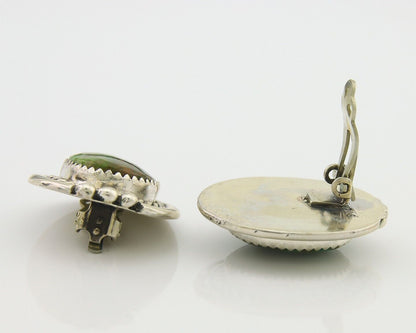 Navajo Clip On Earrings 925 Silver Natural Turquoise Native Artist C.80's