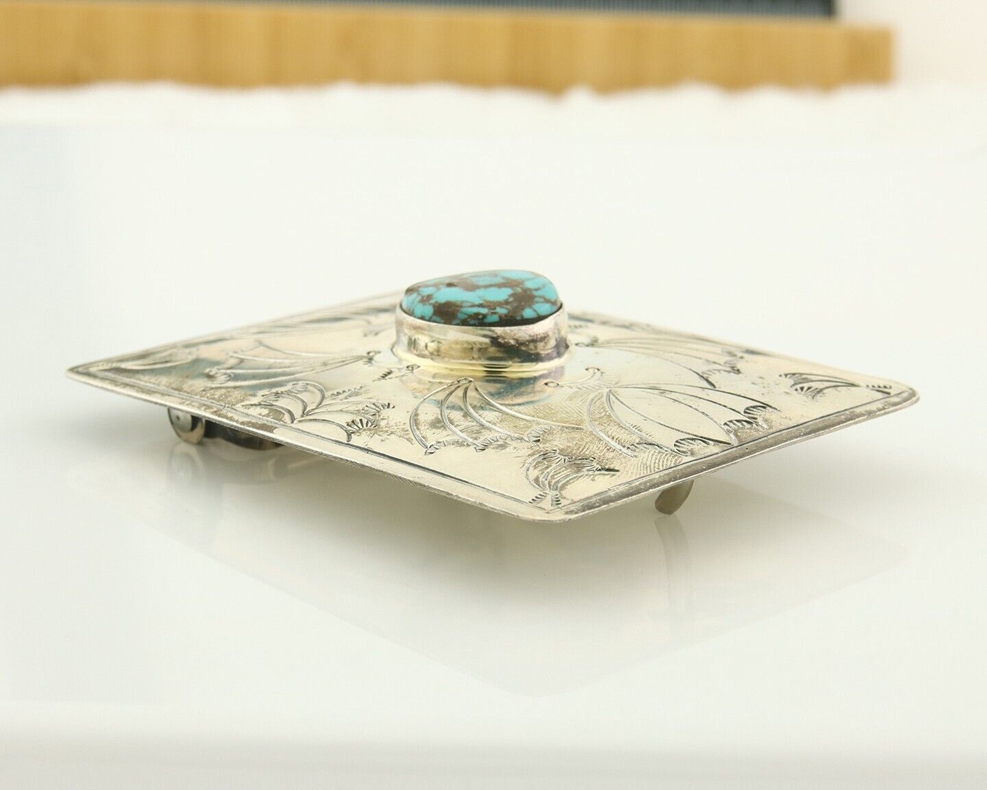Vintage Navajo Belt Buckle 925 Silver Horse Head Turquoise Signed Tim Guerro