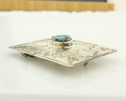Vintage Navajo Belt Buckle 925 Silver Horse Head Turquoise Signed Tim Guerro