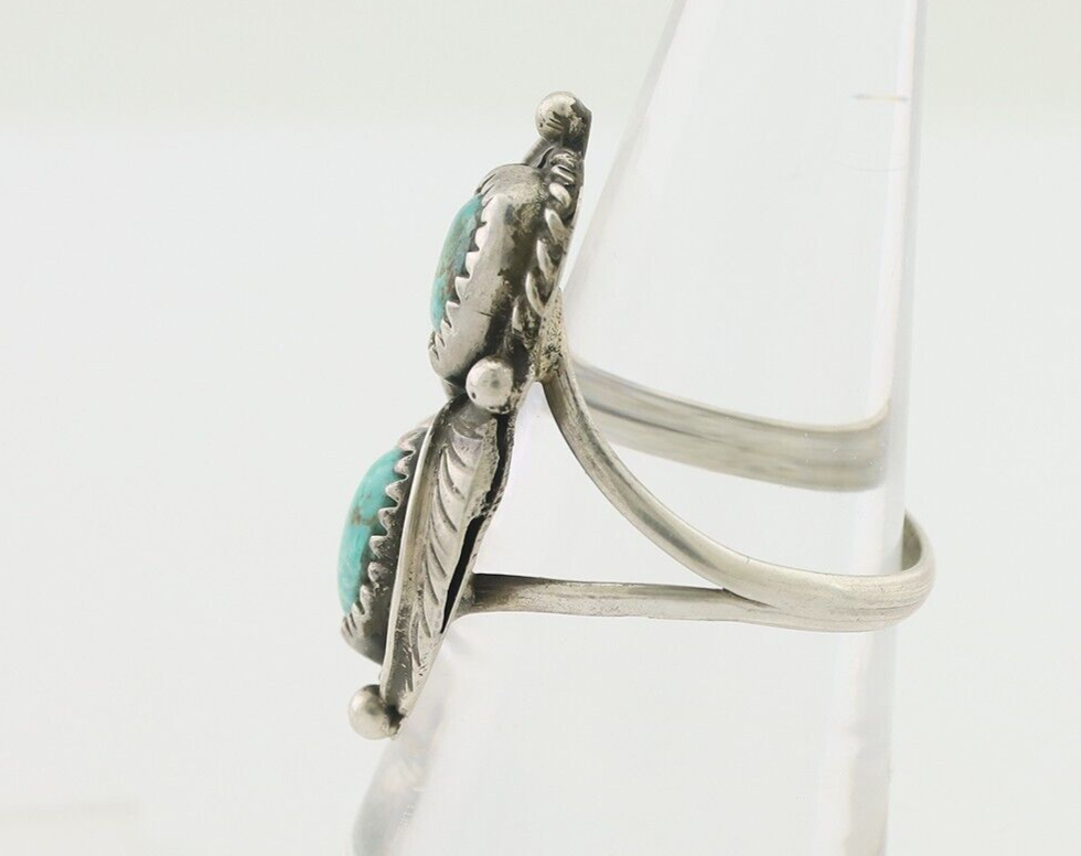 Navajo Ring 925 Silver Signed MC Natural Mined Turquoise C.80's