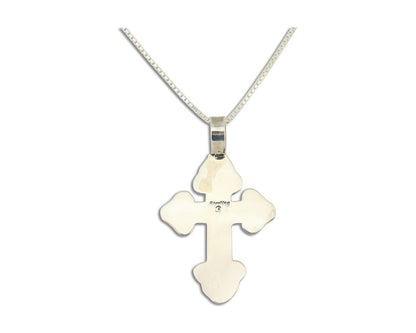 Navajo Cross Necklace 925 Silver Mediterranean Coral Artist Signed CB C80s