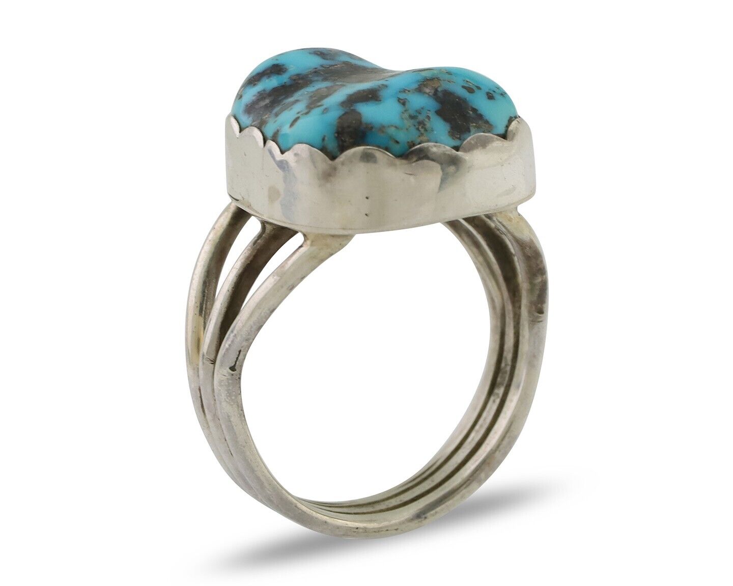 Navajo Ring 925 Silver Natural Blue Turquoise Signed Tony Guerro C.80's