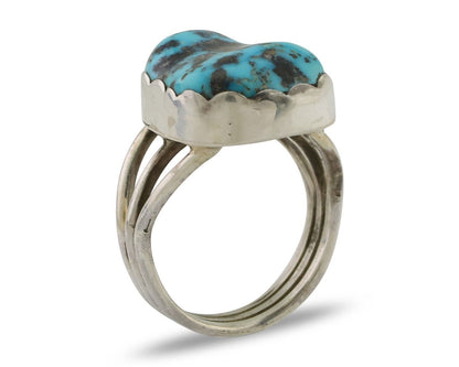 Navajo Ring 925 Silver Natural Blue Turquoise Signed Tony Guerro C.80's