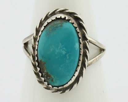 Navajo Ring 925 Silver Kingman Turquoise Native American Artist C.80's