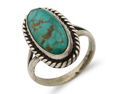 Navajo Ring 925 Silver Kingman Turquoise Artist Signed M Montoya C.80's