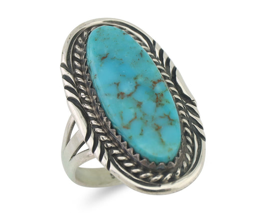 Navajo Ring 925 Silver Natural Blue Turquoise Native American Artist C.80's