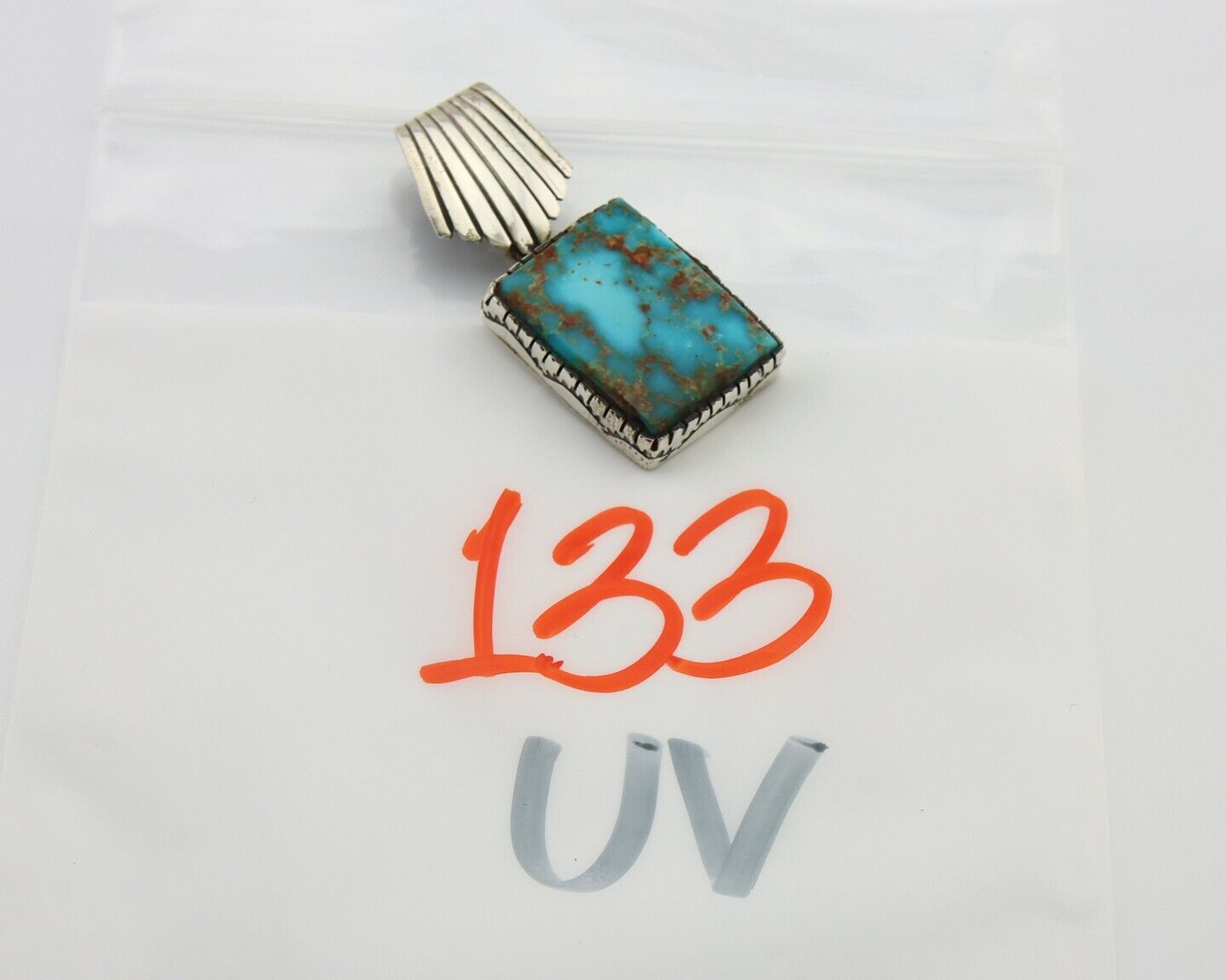 Navajo Pendant .925 Silver Turquoise Artist Signed D C.80's