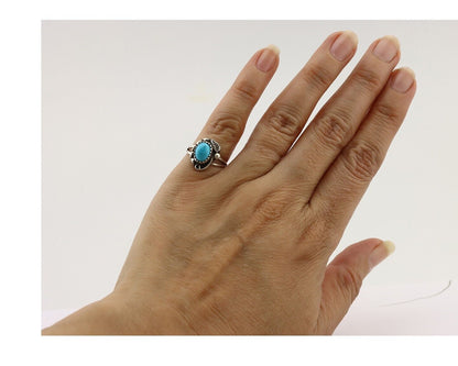 Navajo Ring 925 Silver Turquoise Artist Signed SkyStone Creations C.80's