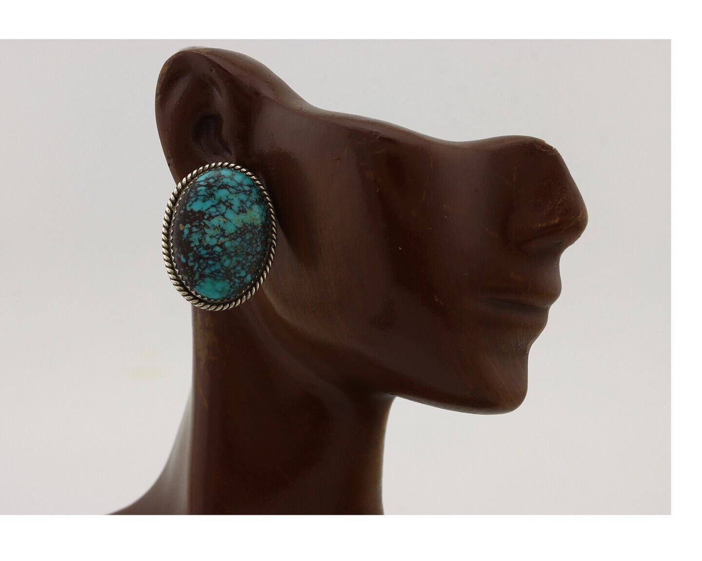 Navajo Earrings 925 Silver Spiderweb Turquoise Artist Signed RB C.80's