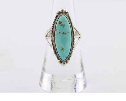 Navajo Handmade Ring 925 Silver Natural Blue Turquoise Size 7.0 C.80's