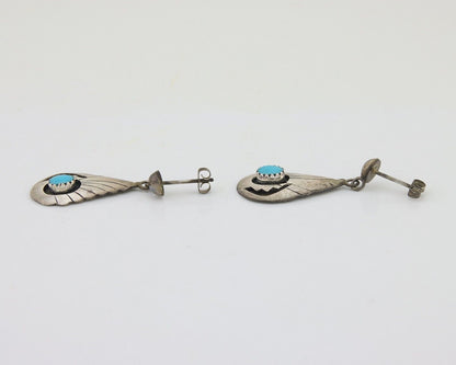 Navajo Earrings 925 Silver Blue Turquoise Native American Artist C.80's