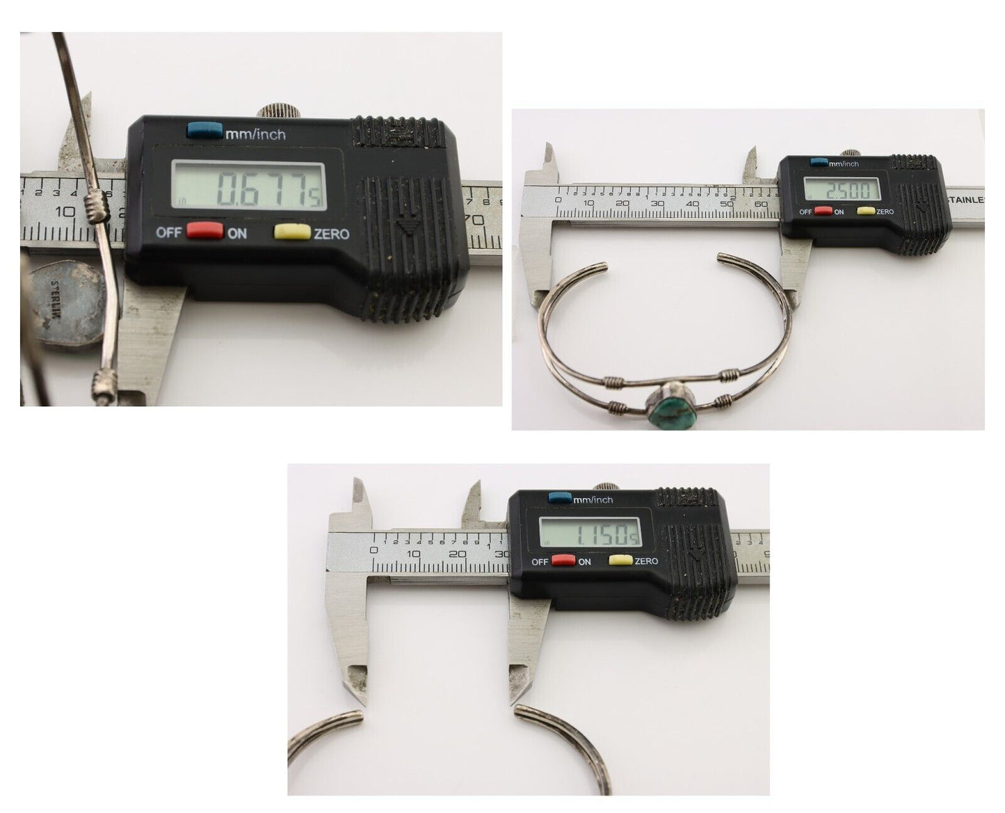 Navajo Cuff Bracelet 925 Silver Natural Blue Turquoise Native American C.80's