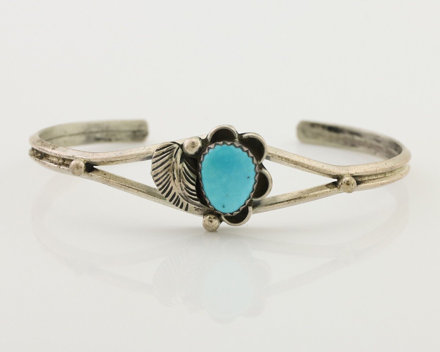 Navajo Handmade Bracelet 925 Silver Natural Blue Turquoise Native American C80's