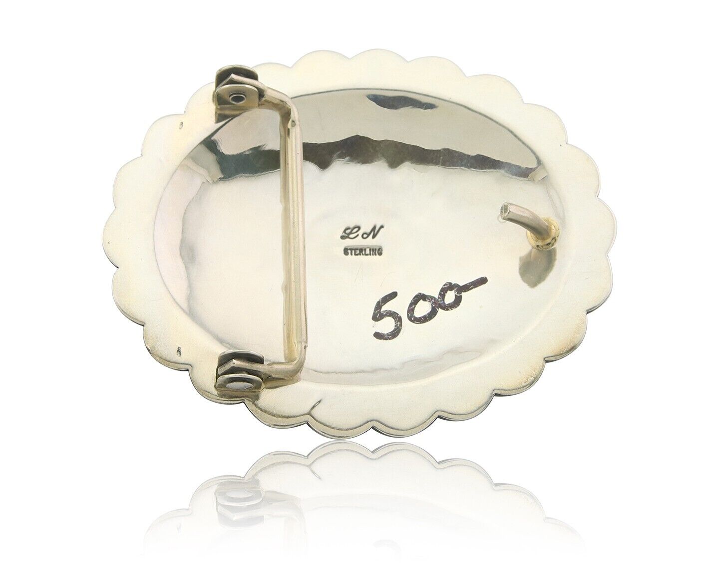 Navajo Belt Buckle 925 Sterling Silver Artist Onyx Signed Lloyd Nelson C.80's