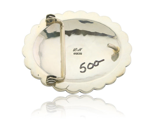 Navajo Belt Buckle 925 Sterling Silver Artist Onyx Signed Lloyd Nelson C.80's