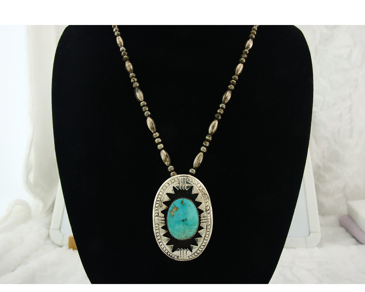 Navajo Sterling Silver Necklace Pendant Handmade Authentic Vintage C.80's