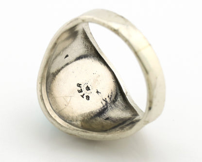 Navajo Ring 925 Silver Blue Gem Turquoise Native Artist Signed C.80s