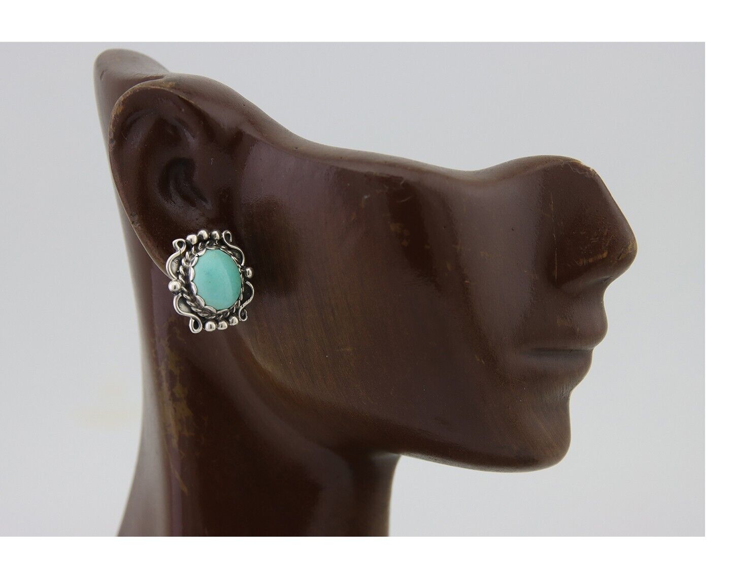 Navajo Dangle Earrings 925 Natural Turquoise Native Artist Signed VM C.80's