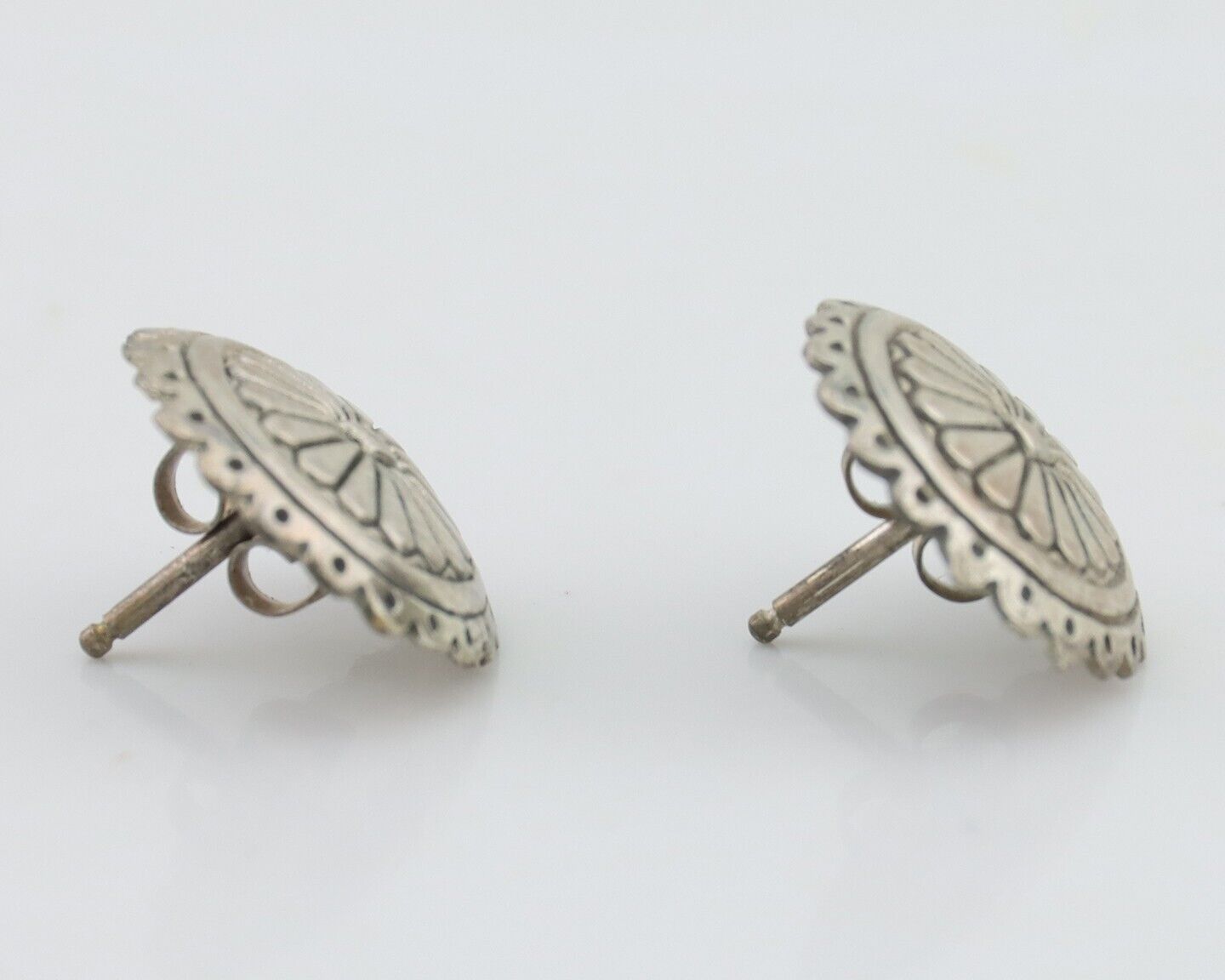 Navajo Small Shield Earrings 925 Silver Native American Artist C.80's