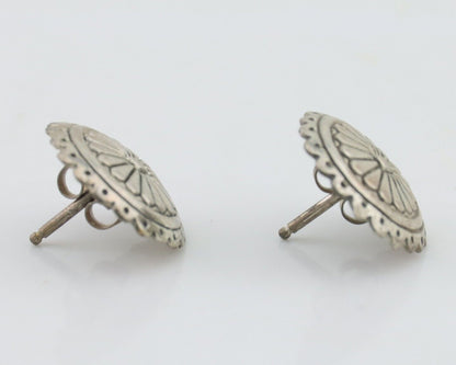 Navajo Small Shield Earrings 925 Silver Native American Artist C.80's