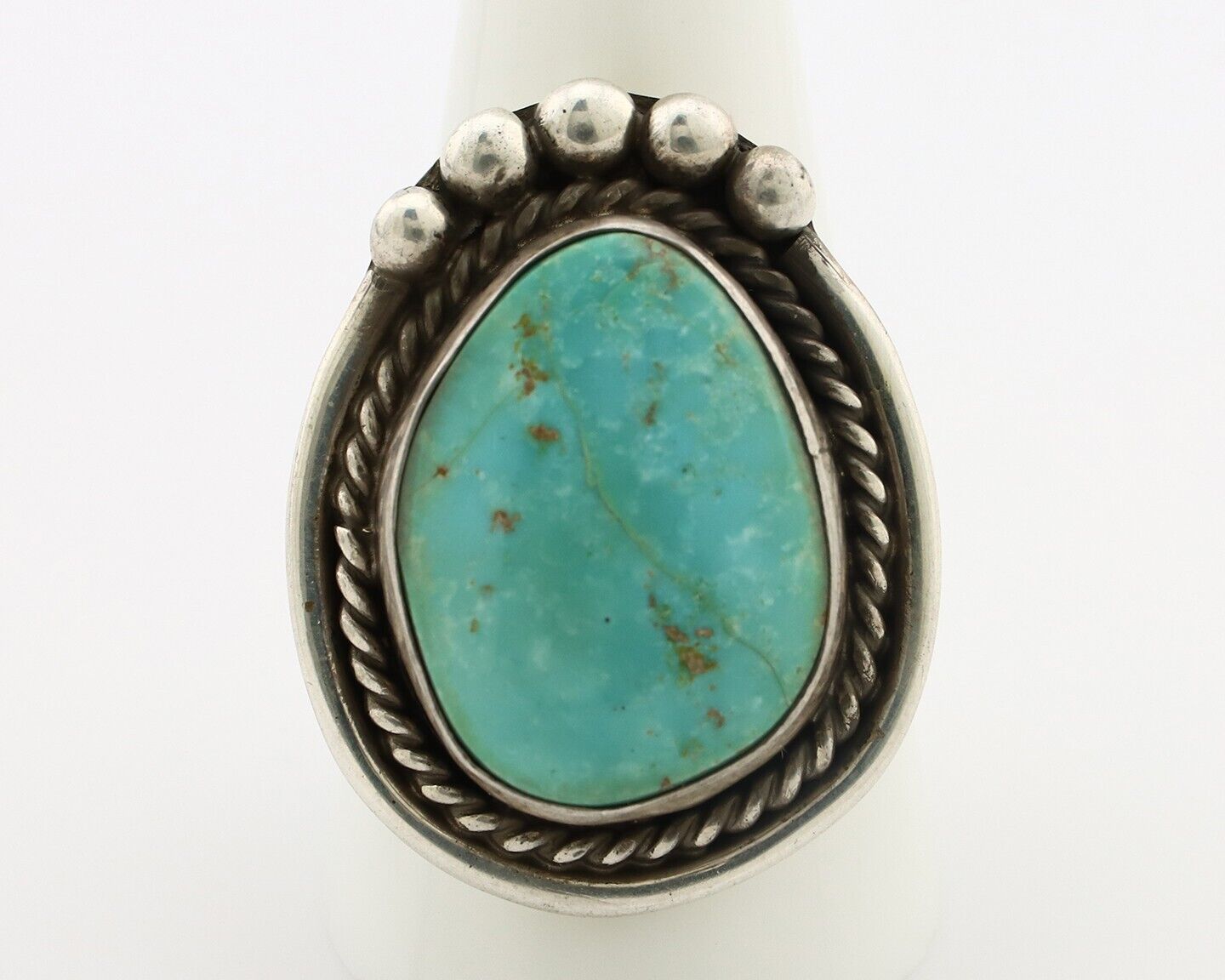 Navajo Ring 925 Silver Blue Turquoise Native American Signed C.80's