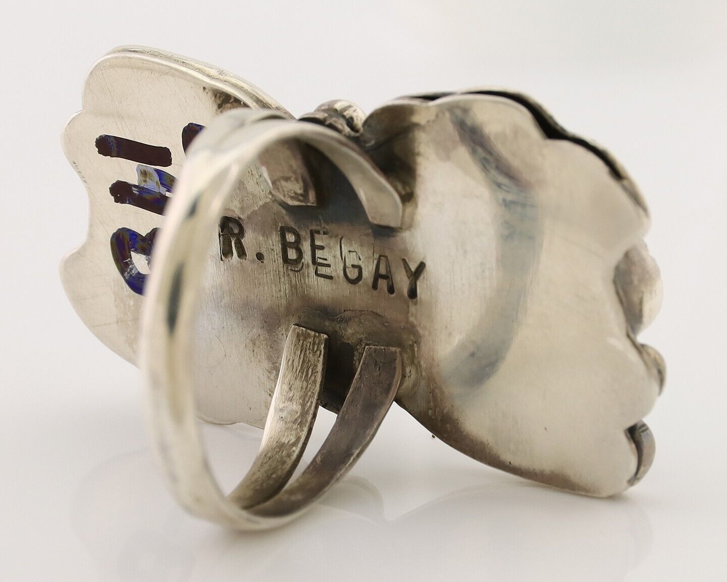 Navajo Handmade Ring 925 Silver Natural Tuquoise Artist Signed R Begay C.80's