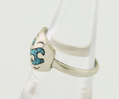 Navajo Wave Ring 925 Silver Turquoise Native Artist C.80's