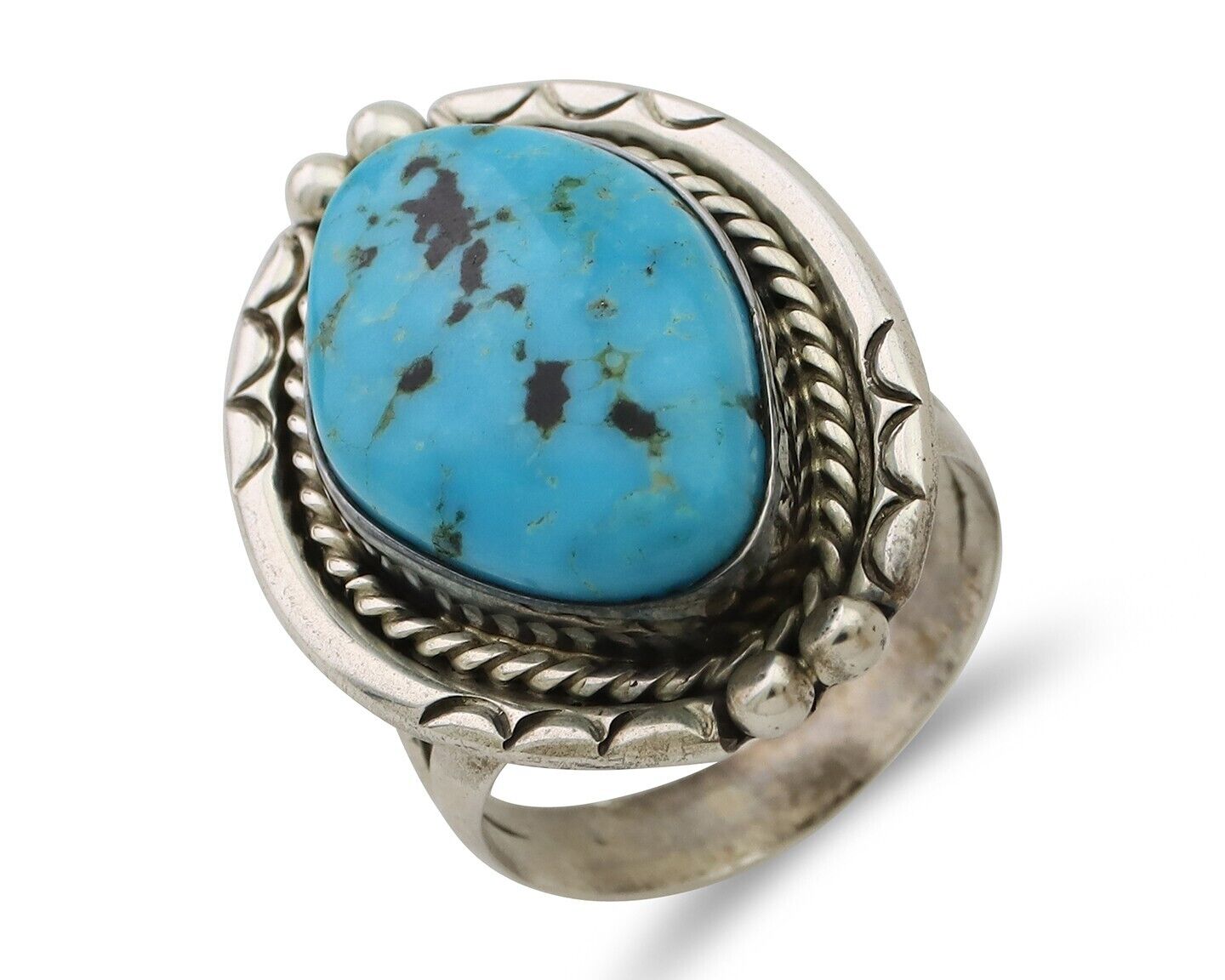Navajo Turquoise Ring 925 Silver Handmade Native American Artist C.80's
