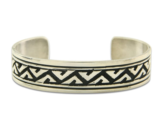 Mens's Navajo Bracelet 925 Silver Artist Signed Thomas Singer Cuff Made 1980's