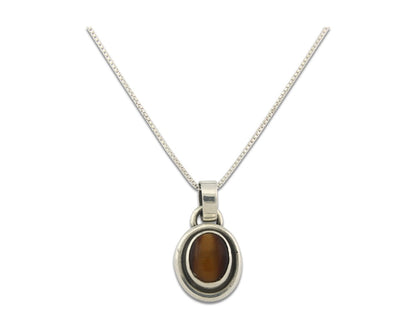 Navajo Sterling Silver Necklace Authentic Tiger Eye Sapphire Vintage Handmade