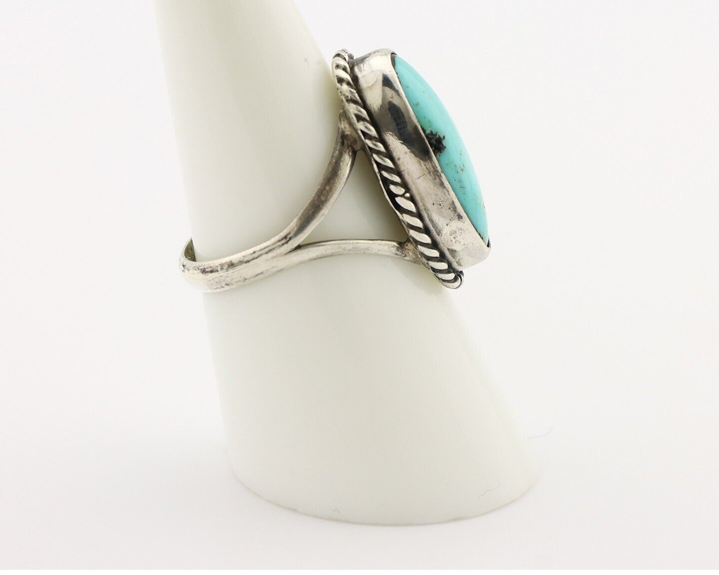 Navajo Ring 925 Silver Kingman Turquoise Artist Native American Signed C.80's