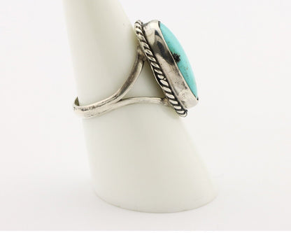 Navajo Ring 925 Silver Kingman Turquoise Artist Native American Signed C.80's