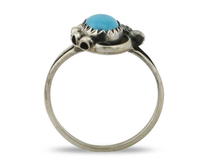 Navajo Ring 925 Silver Sleeping Beauty Turquoise Signed SkyStone Creations C80s
