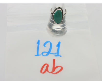 Navajo Ring 925 Silver Blue Gem Turquoise Artist Signed Rabbit Stick C.80's