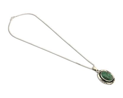 Navajo Necklace 925 Silver Green Turquoise Signed C Montoya C.80's