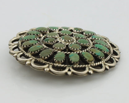 Navajo Pin Pendant 925 Silver Turquoise Signed Larry Moses Begay C.90's