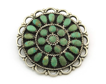 Navajo Pin Pendant Sterling Silver Handmade Vintage Turquoise Signed LMB