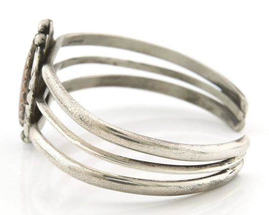Navajo Cuff Bracelet Sterling Silver Authentic Pink Muscle Native Artist