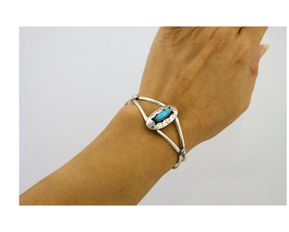Navajo Cuff Bracelet 925 Silver Turquoise Cuff Artist Signed IJC C.80's