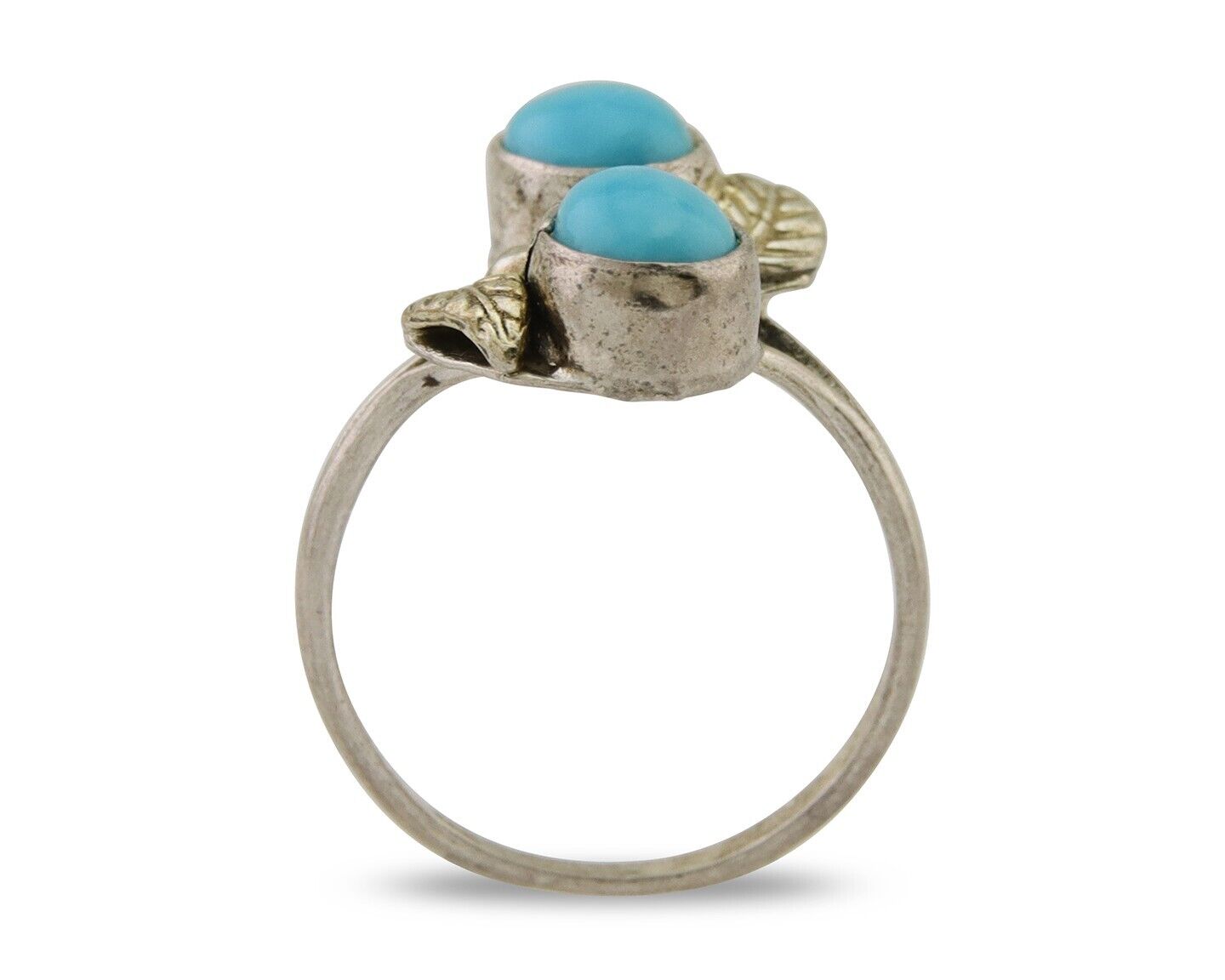 Navajo Ring 925 Silver Natural Blue Turquoise Native American Artist C.80's