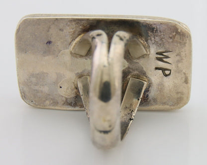 Navajo Ring 925 Silver Inlaid Natural Gemstone Signed WP Size 5.25