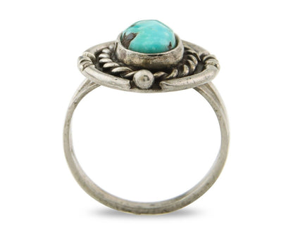 Navajo Ring 925 Sterling Natural Mined Arizona Turquoise C.80's Size 7.0