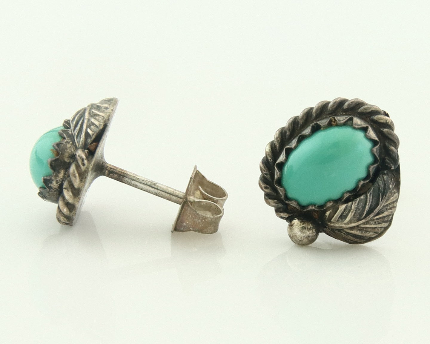 Navajo Earrings Sterling Silver Turquoise Vintage Stud Handmade