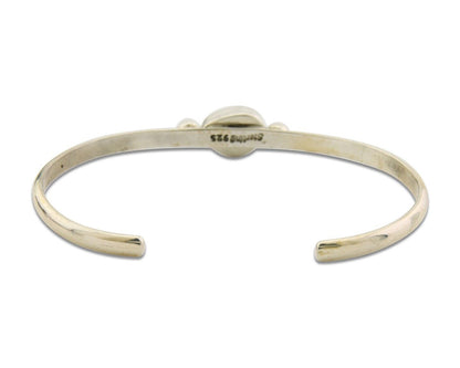 Navajo Bracelet .925 Silver Mediterranean Red Coral Cuff Native Artist C.80's