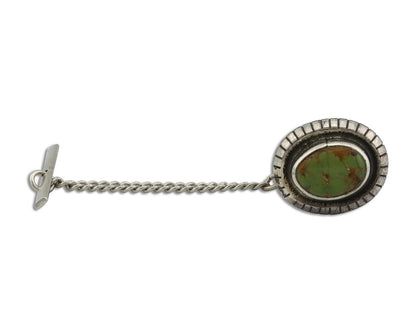 Navajo Tie Tack 925 Silver Natural Mined Turquoise Native American Artist C.80's